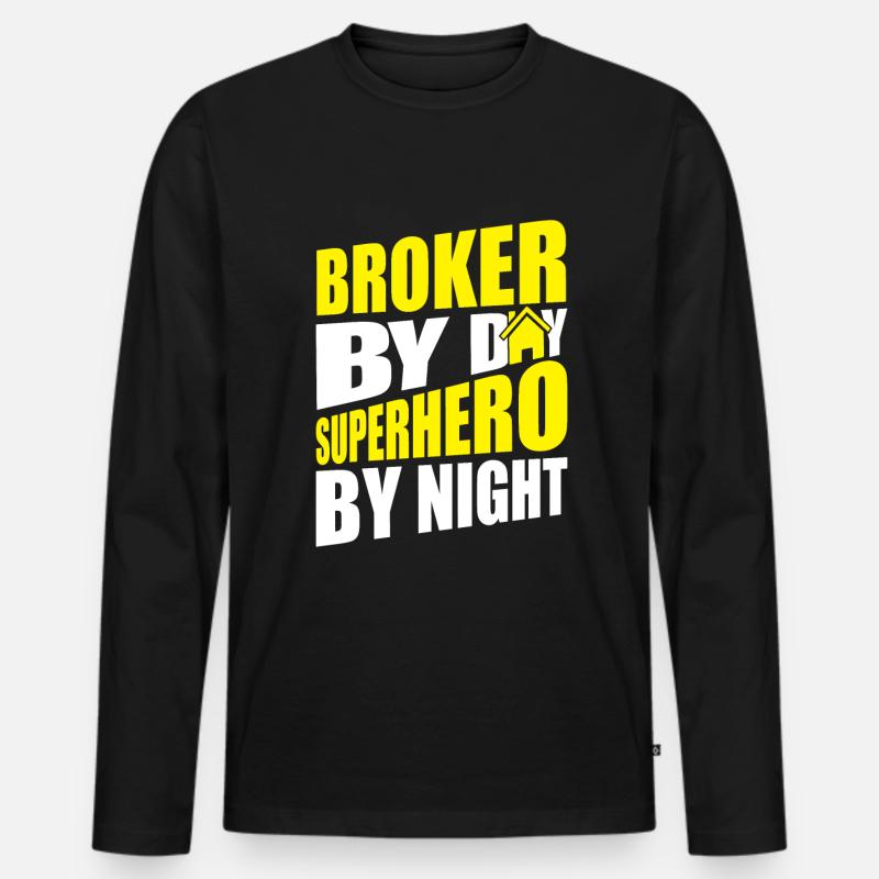 Makler - Männer Premium Bio Langarmshirt - Schwarz