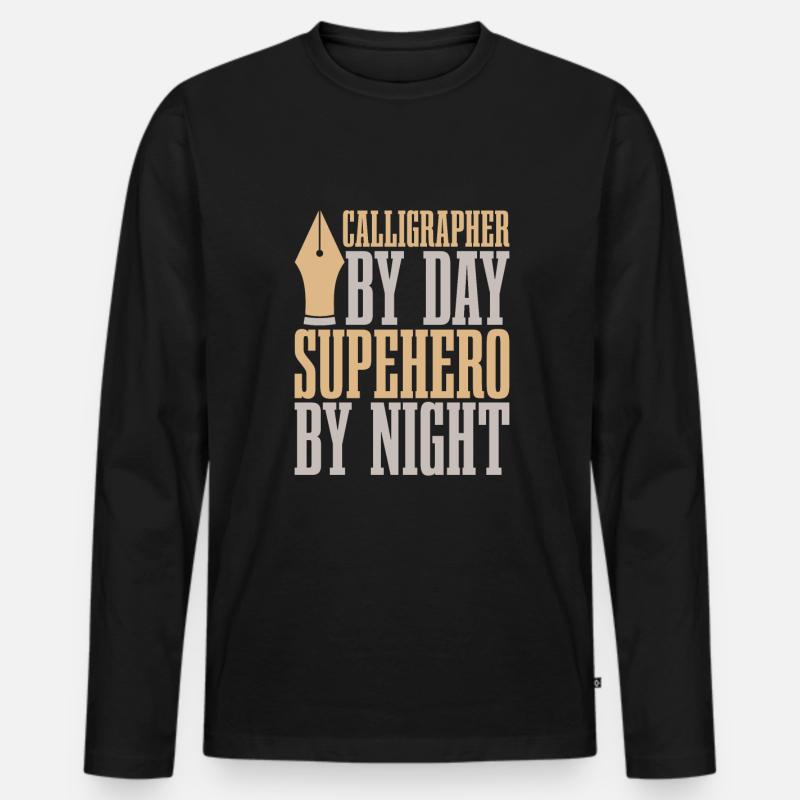 Kalligraph - Männer Premium Bio Langarmshirt - Schwarz