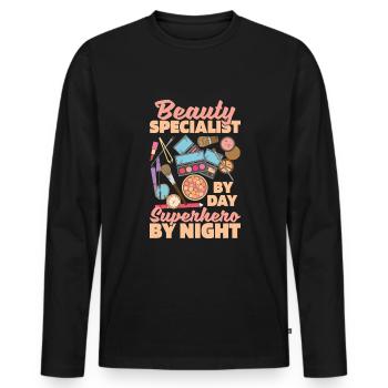 Spécialiste de la beauté - T-shirt manches longues Premium bio Homme - noir - Devant - Nico (187cm)