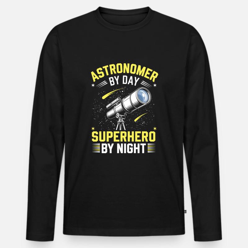 Astronom - Männer Premium Bio Langarmshirt - Schwarz