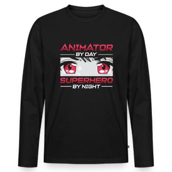 Animator - Men's Premium Organic Long Sleeve Shirt - black - Front - Nico (187cm)