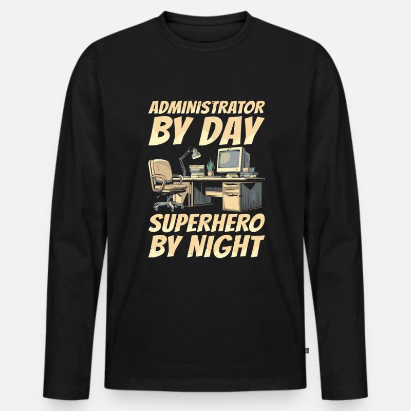 Administrator - Männer Premium Bio Langarmshirt - Schwarz