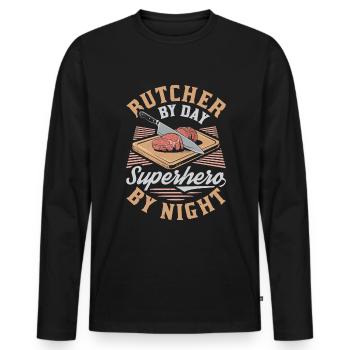 Bouchers, bouchers, bouchers - T-shirt manches longues Premium bio Homme - noir - Devant - Nico (187cm)