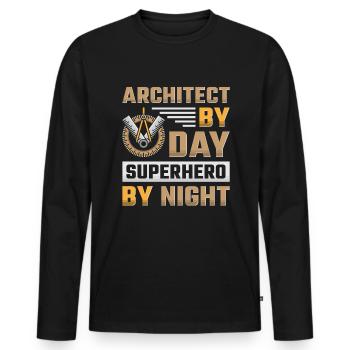Architecte Architecture - T-shirt manches longues Premium bio Homme - noir - Devant - Nico (187cm)