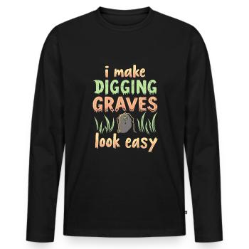 Gravedigger Funeral Assistant - Men's Premium Organic Long Sleeve Shirt - black - Front - Nico (187cm)