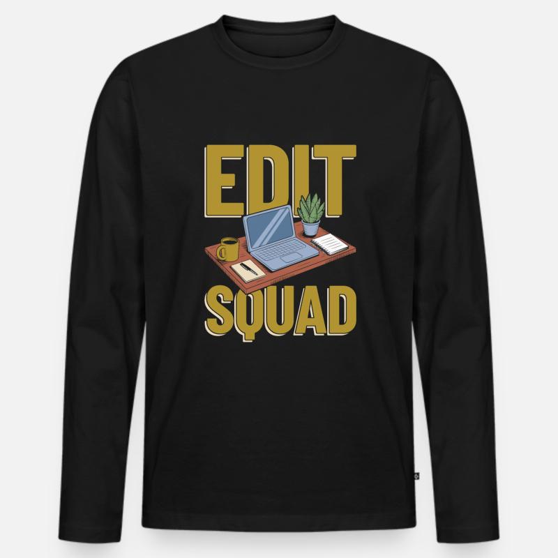 Editor Kader - Männer Premium Bio Langarmshirt - Schwarz