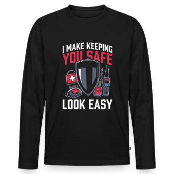 Garde du corps - T-shirt manches longues Premium bio Homme - noir - Devant - Nico (187cm)