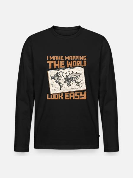 Cartographer - Men's Premium Organic Long Sleeve Shirt - black