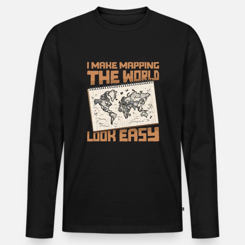 Kartograph - Männer Premium Bio Langarmshirt - Schwarz