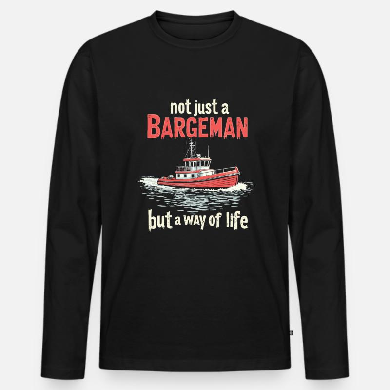 Binnenschiffer - Männer Premium Bio Langarmshirt - Schwarz