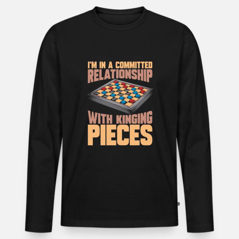 Brettspiel Dame - Männer Premium Bio Langarmshirt - Schwarz