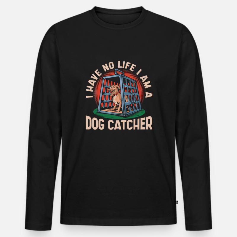 Hundefänger - Männer Premium Bio Langarmshirt - Schwarz