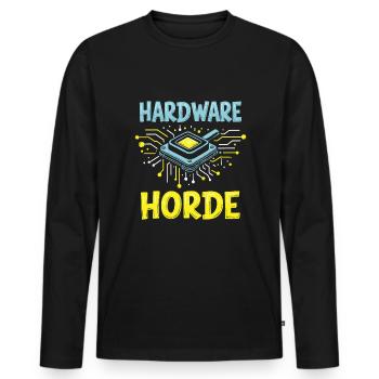 Équipe d’ingénieurs matériels - T-shirt manches longues Premium bio Homme - noir - Devant - Nico (187cm)