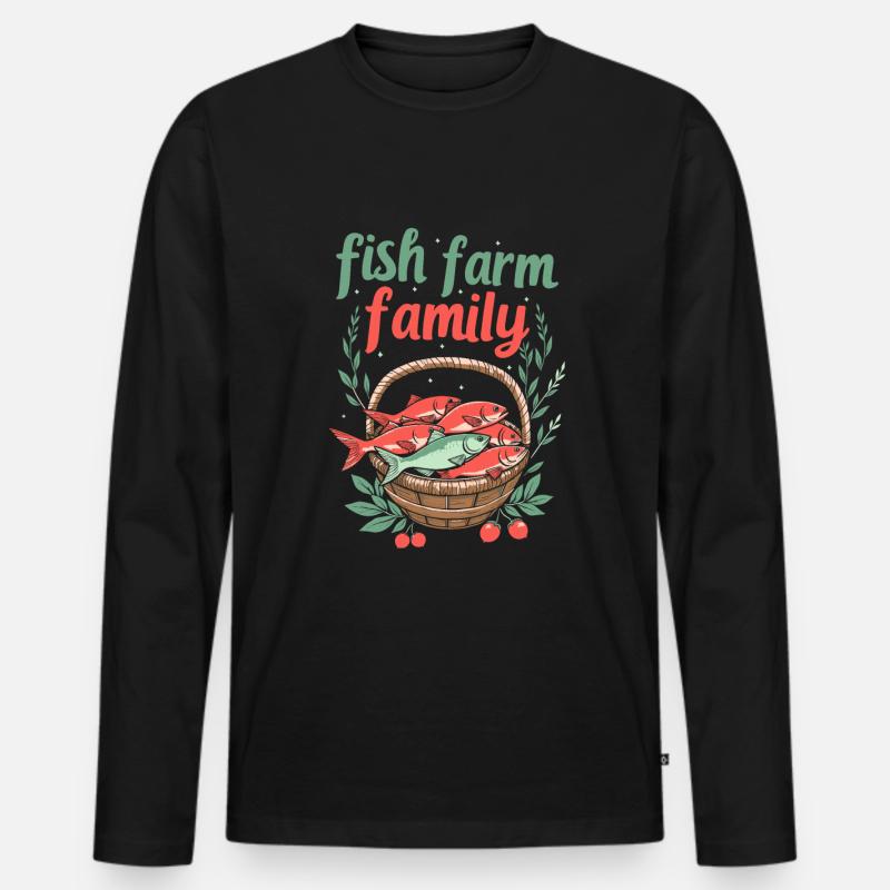 Fischzüchter Team - Männer Premium Bio Langarmshirt - Schwarz