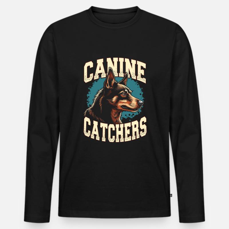 Hundefänger Team - Männer Premium Bio Langarmshirt - Schwarz