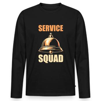Équipe de conciergerie - T-shirt manches longues Premium bio Homme - noir - Devant - Nico (187cm)
