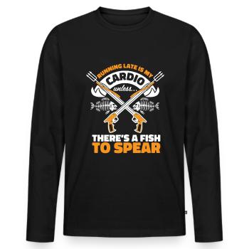 Chasse sous-marine Pêche - T-shirt manches longues Premium bio Homme - noir - Devant - Nico (187cm)