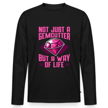 Tailleur de pierres précieuses - T-shirt manches longues Premium bio Homme - noir - Devant - Nico (187cm)