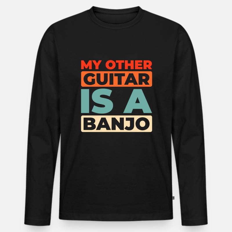 Banjo - Männer Premium Bio Langarmshirt - Schwarz