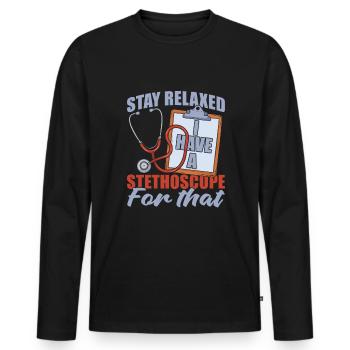 Medical Assistant - Men's Premium Organic Long Sleeve Shirt - black - Front - Nico (187cm)