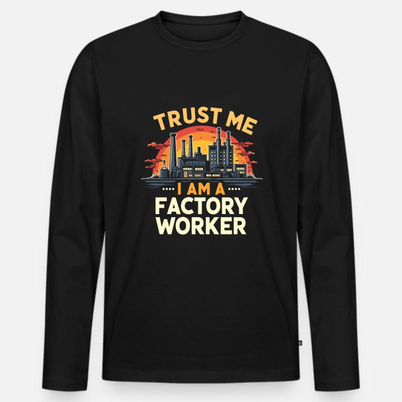 Fabrikarbeiter - Männer Premium Bio Langarmshirt - Schwarz