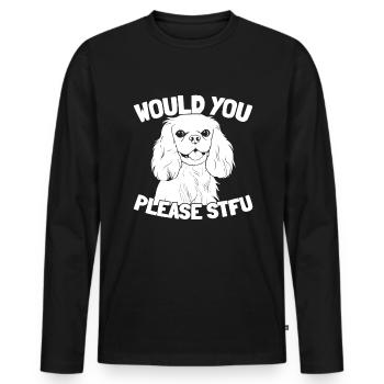 King Charles Cavalier Stfu - Men's Premium Organic Long Sleeve Shirt - black - Front - Nico (187cm)