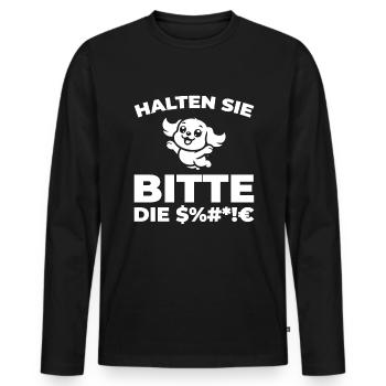 King Charles Cavalier - Männer Premium Bio Langarmshirt - Schwarz - Vorne - Nico (187cm)