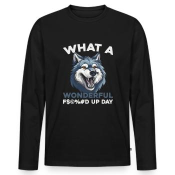 Journée du loup foutu en l’air - T-shirt manches longues Premium bio Homme - noir - Devant - Nico (187cm)