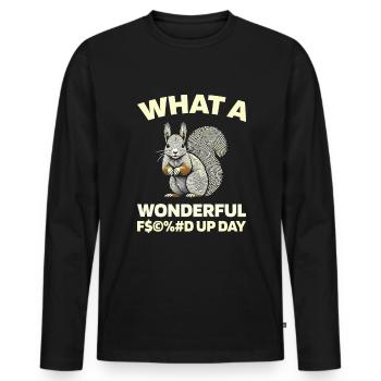Squirrel Fucked Up Day - T-shirt manches longues Premium bio Homme - noir - Devant - Nico (187cm)
