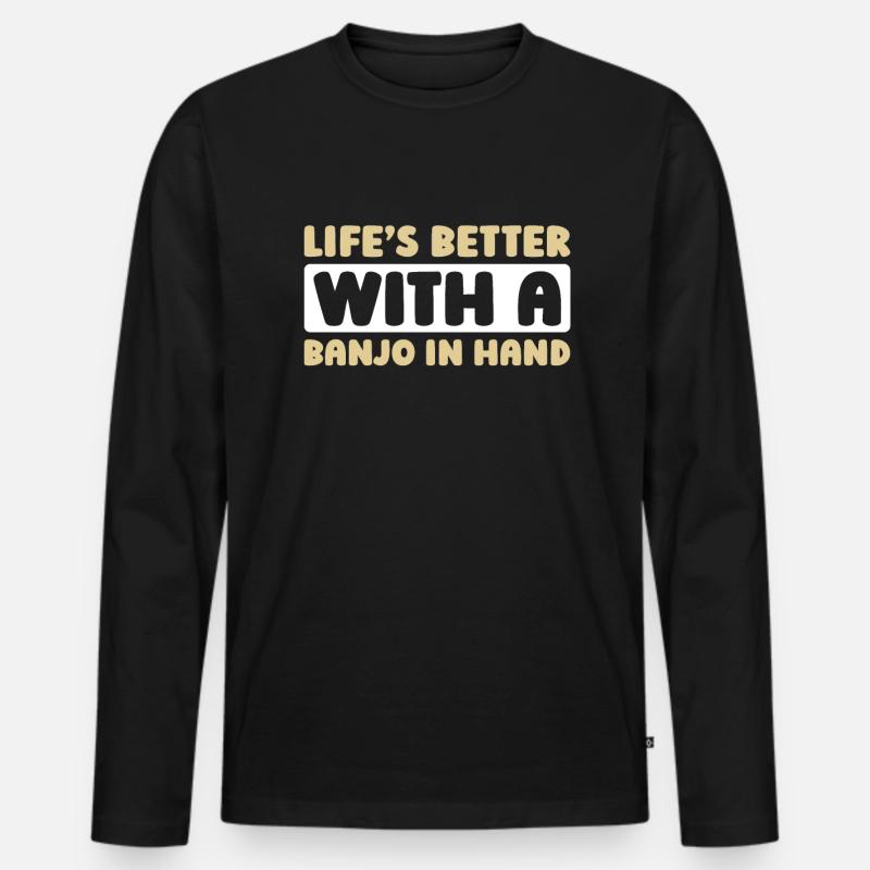 Banjo - Männer Premium Bio Langarmshirt - Schwarz