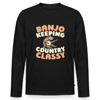 Banjo - Men's Premium Organic Long Sleeve Shirt - black - Front - Nico (187cm)