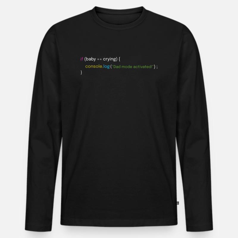 Father and Coding Design - Men's Premium Organic Long Sleeve Shirt - black