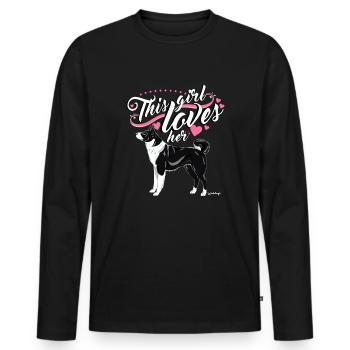 Karelian Bear Dog Girl2 - Men's Premium Organic Long Sleeve Shirt - black - Front - Nico (187cm)