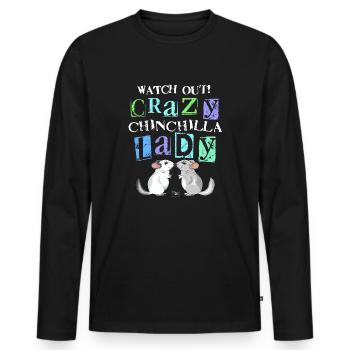 Folle dame chinchilla - T-shirt manches longues Premium bio Homme - noir - Devant - Nico (187cm)