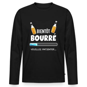 téléchargement bière humour apéro - T-shirt manches longues Premium bio Homme - noir - Devant - Nico (187cm)