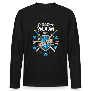 Ich bin seit 1983 ein erstaunlicher Paladin - Männer Premium Bio Langarmshirt - Schwarz - Vorne - Nico (187cm)