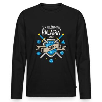 Ich bin seit 1984 ein erstaunlicher Paladin - Männer Premium Bio Langarmshirt - Schwarz - Vorne - Nico (187cm)