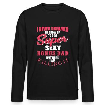 Bonus Papa Gift Stepfather - Men's Premium Organic Long Sleeve Shirt - black - Front - Nico (187cm)