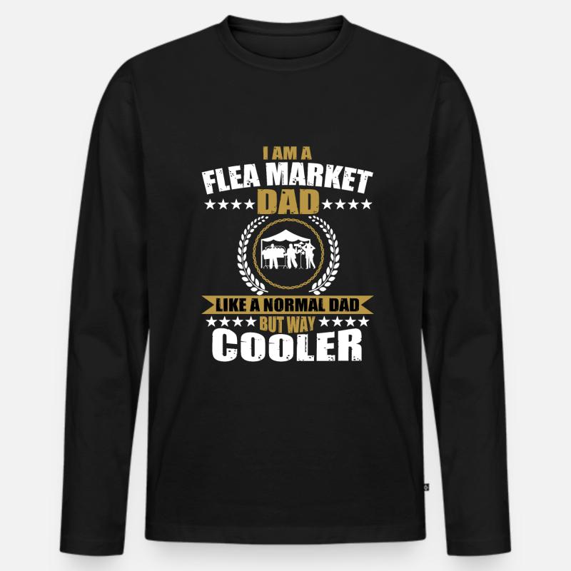 Flohmarkt Papa - Männer Premium Bio Langarmshirt - Schwarz