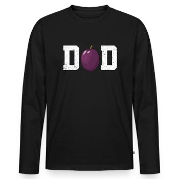 Papa Pflaume - Männer Premium Bio Langarmshirt - Schwarz - Vorne - Nico (187cm)