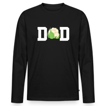 Blumenkohl Papa - Männer Premium Bio Langarmshirt - Schwarz - Vorne - Nico (187cm)