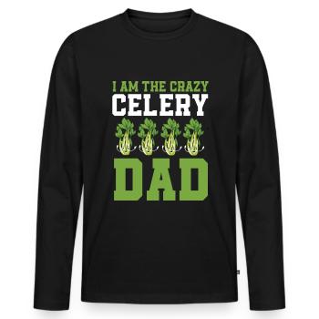 Papa céleri - T-shirt manches longues Premium bio Homme - noir - Devant - Nico (187cm)