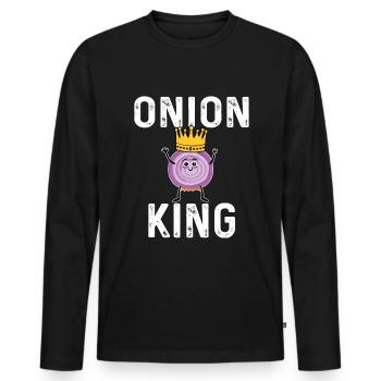 Onion King - Men's Premium Organic Long Sleeve Shirt - black - Front - Nico (187cm)
