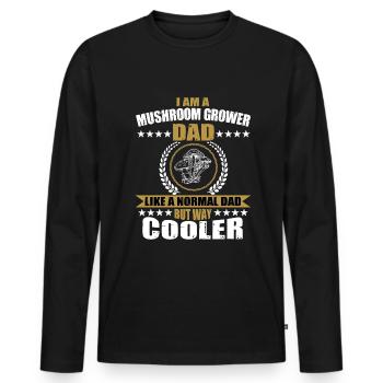 Producteur de champignons Papa - T-shirt manches longues Premium bio Homme - noir - Devant - Nico (187cm)