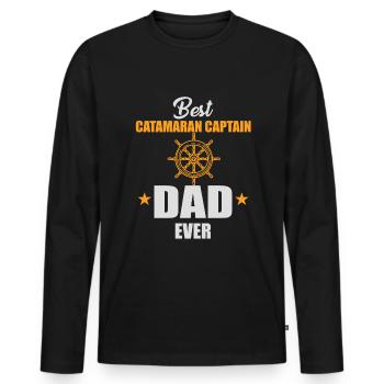 Meilleur Catamaran Papa - T-shirt manches longues Premium bio Homme - noir - Devant - Nico (187cm)