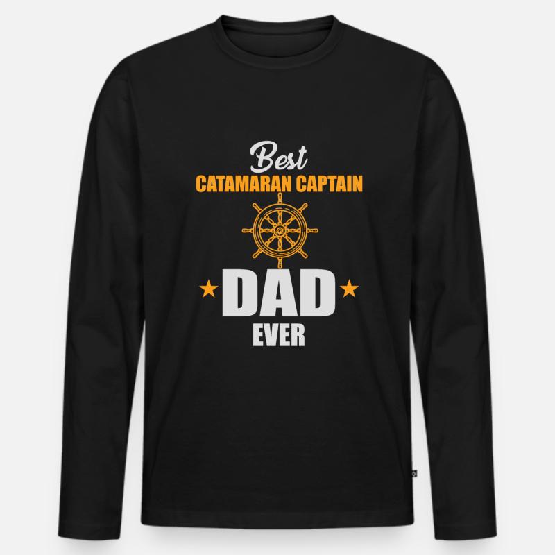 Bester Katamaran Papa - Männer Premium Bio Langarmshirt - Schwarz