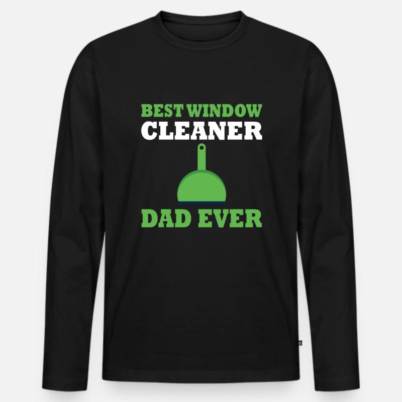 Bester Fensterputzer Papa - Männer Premium Bio Langarmshirt - Schwarz