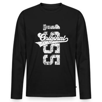 71ST BIRTHDAY ORIGINAL 1955 - Men's Premium Organic Long Sleeve Shirt - black - Front - Nico (187cm)