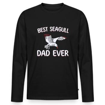 Meilleur père mouette de tous les temps - T-shirt manches longues Premium bio Homme - noir - Devant - Nico (187cm)