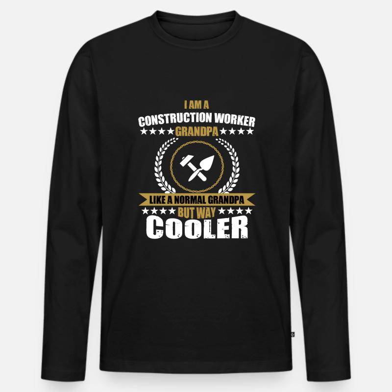 Bauarbeiter Opa - Männer Premium Bio Langarmshirt - Schwarz